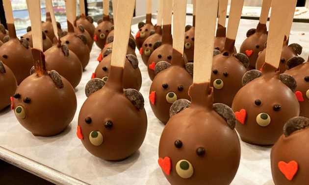 Hot chocolate bombs in the shape of bears. 