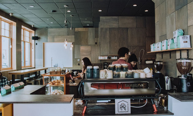 Inside of Rooftop Coffee's cafe. 