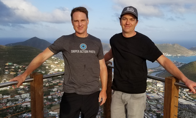 Dave Grimsdell (L) and Ryan Johnson, founders of Sniper Action Photos, installed cameras for Rockland Estates in St. Martin.