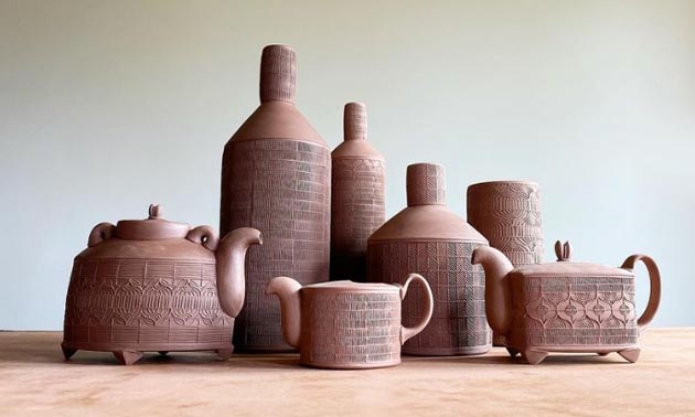Assortment of clay ware. 