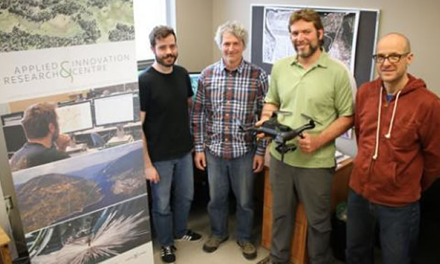 Members of the SMARTS project team at Selkirk College’s Applied Research & Innovation Centre in Castlegar.