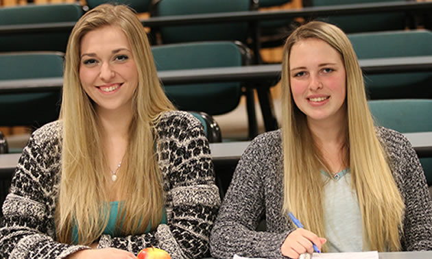 Eager to get into an in-demand profession in the medical field, Stanley Humphries graduates Ashlee Martini (left) and Jaylee Morton are currently taking the six-month Health Care Assistant Program through Selkirk College.