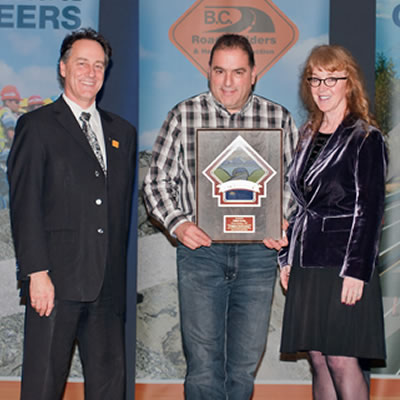 Regional Manager, Tony Maida, Area Manager of Selkirk Paving based in South Slocan  is presented the Excellence in Paving award at the  Deputy Minister’s Contractor of the Year Awards held recently in Victoria.