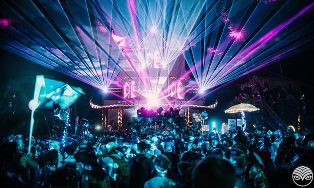 Laser lights and crowd at Shambhala Music Festival