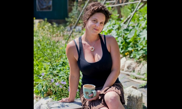 Shauna Teare is in her garden. She's headed up the Kootenay Food website initiative. 