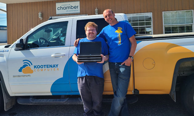 Employee Shawn and owner of Kootenay Computer, Sebastiaan van der Horst. 