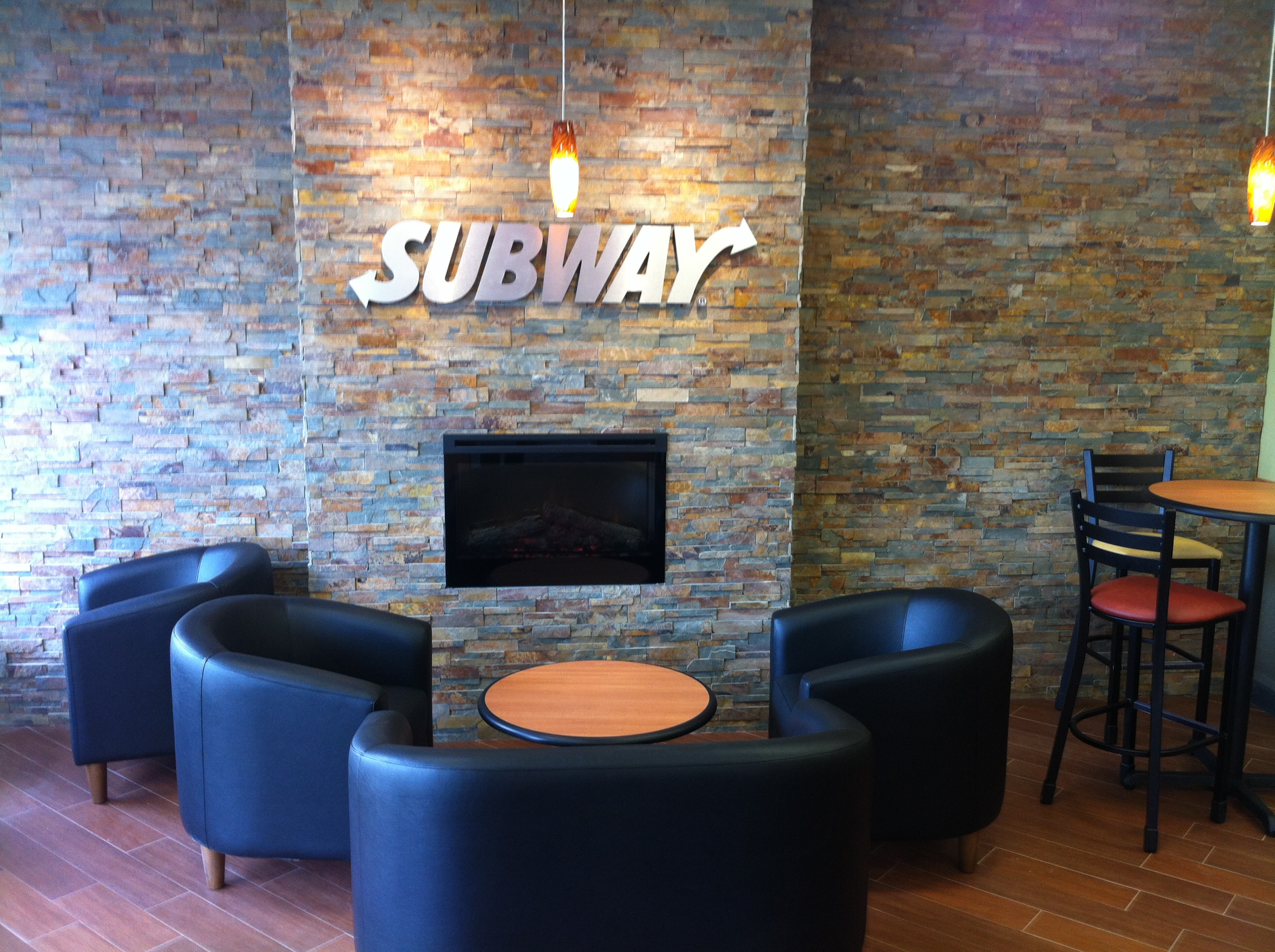 Sitting area at new Subway restaurant