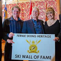 (L-R) Dr. Geoff Seagram, Ian Stoke, representative of Elk Valley Ski Touring Society, Dave Aikens, Nancy-Jo O'Neill and Randy Gilege.