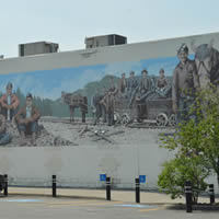 Sparwood mural depicting mining history