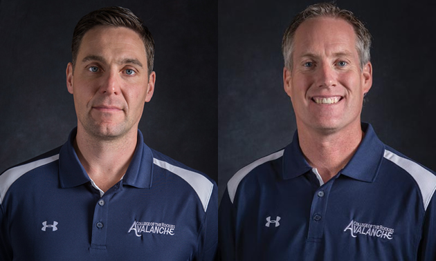 College of the Rockies Men’s Avalanche team former head coach Steve Kamps and their new Head Coach John Swanson