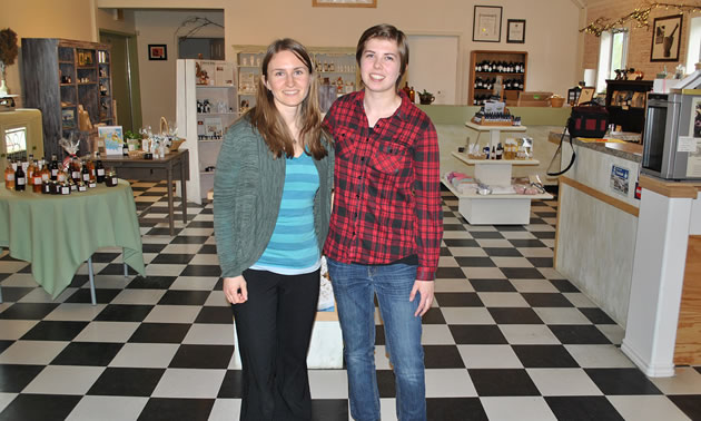 Creston’s Tilia Botanicals is one of the businesses that benefited last year from Columbia Basin Trust’s School Works program. Left to right: Jessica Shearer (co-owner) and Lindsay Daignault (student).