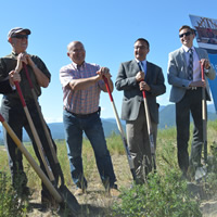 On hand for the SunMine opening were (left to right) Kimberley mayor, Ron McRae; Don Lindsay, President and CEO, Teck; Michel de Spot, EcoSmart Foundation; Bill Bennett, BC Minister of Energy and Mines; Neil Muth, CEO, Columbia Basin Trust and Jared Donald, president, Conergy, Canada.