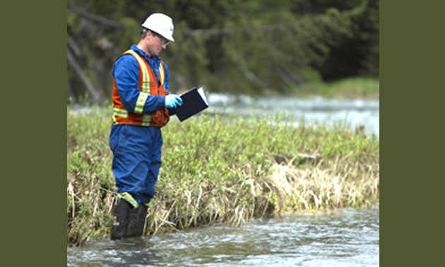 Man wading in a stream