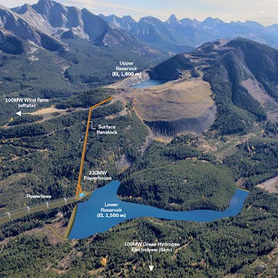 Aerial view of Tent Mountain mine. 