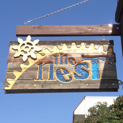 The Nest restaurant sign 