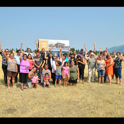 The Tobacco Plains Indian Band’s community and supporters at yesterday’s ground breaking.