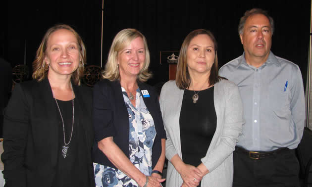 (L to R) Kristy Jahn-Smith of Cranbrook Tourism, Kathy Cooper of Kootenay Rockies Tourism, Paula Amos of Indigenous Tourism BC and Richard Porges, Destination BC.