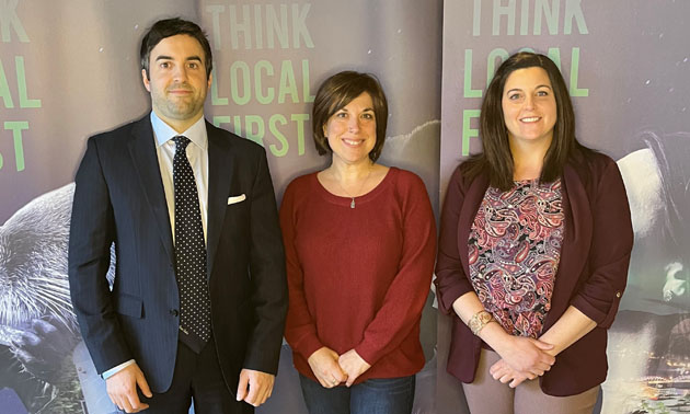Trail & District Chamber of Commerce President Michelle Gardner (middle) welcomes newly appointed municipal liaisons City of Trail Councillor Doug Wilson and Village of Fruitvale Councillor Julia Mason to the Chamber Board of Directors.