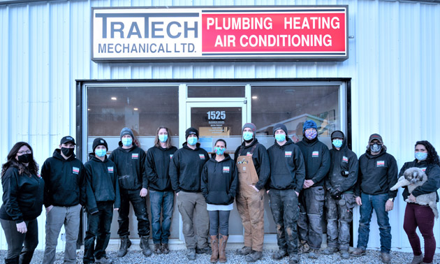 Group shot of employees at Tratech Mechanical Ltd. in Creston