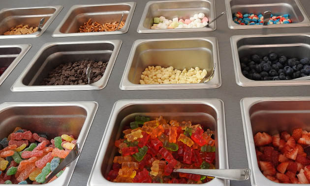 Selection of topping bar ingredients. 