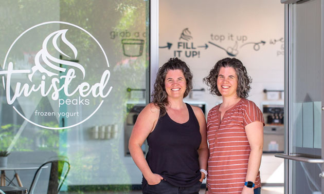 Becky McArthur (left) and Robyn Hansen are proud owners of their second business together—Twisted Peaks, a frozen yogurt shop in Cranbrook, B.C.