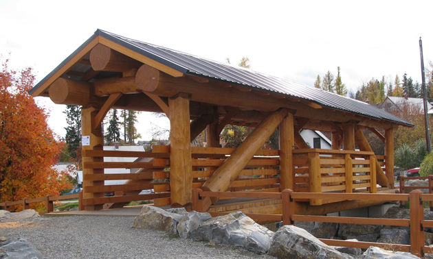 Log and timber bridge in Kimberley, B.C.