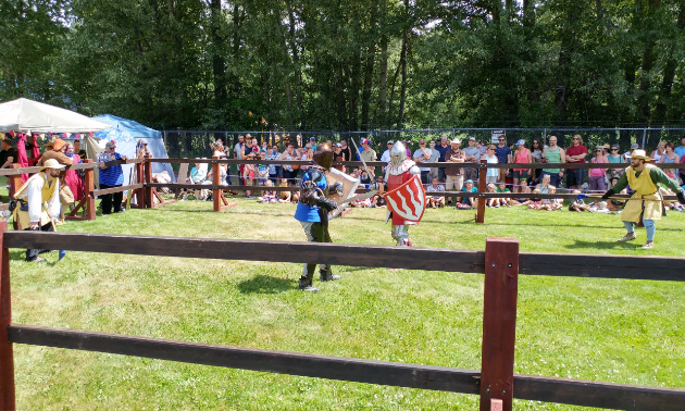 “We do longsword, tournament style, sword and shield, pull arm, which is a long pull axe, one-on-one battles. We have a great time.”