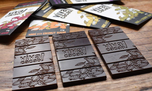 Viva Cacao chocolate bars. 