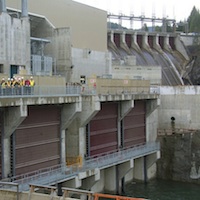 Four exclusion gates prevent the endangered sturgeon from entering the powerhouse.