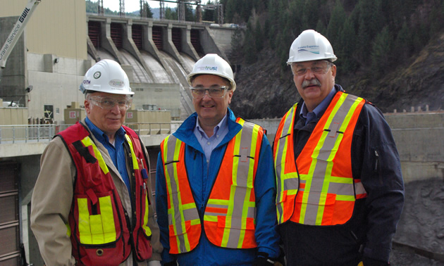 Partners in the Waneta Expansion Limited Partnership project are represented by (L to R): Giulio Ambrosone of Columbia Power, Neil Muth of Columbia Basin Trust and John Walker from Fortis BC.