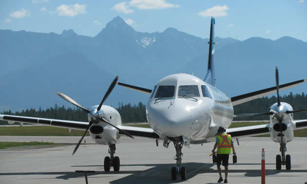WestJet Link aircraft at Canadian Rockies International Airport on June 20, 2018.
