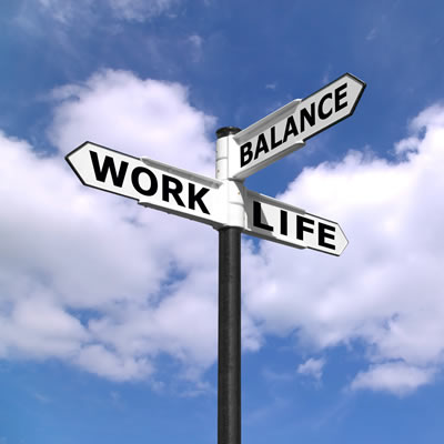 Signpost with 'work, 'life' and 'balance' pointers. 