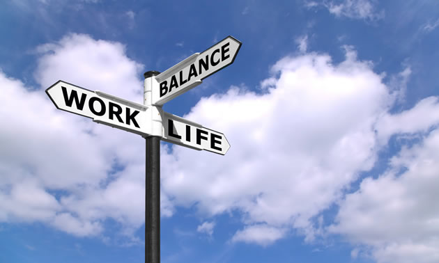 Signpost with 'work, 'life' and 'balance' pointers. 