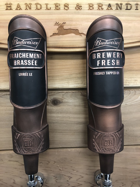 Wylie Jack Tap Handles & Branding taps for Budweiser.