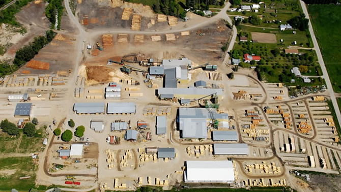 Aerial view of Wynndel Box and Lumber. 