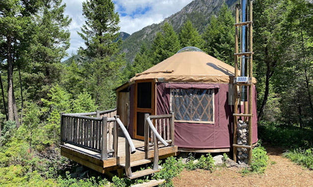 One of eight (soon to be 10) yurts is nestled into the mountainside of Radius Retreat’s 400-hectare property.
