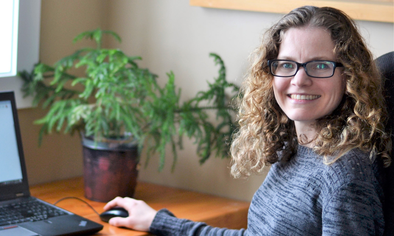 Alissa Bryden at her desk