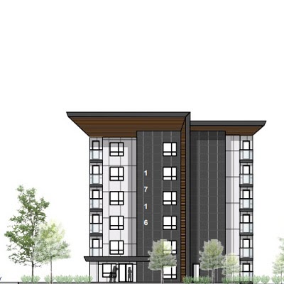 An artist’s rendering of the proposed new apartment building located on 4th Street North, behind the Save-On Foods complex.