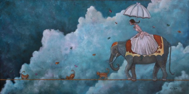 Ting Yuen produces whimsical dreamscape paintings.