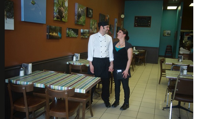 Chris Earle and Crystal Dillabough in their downtown Cranbrook location of The Baker Street Café