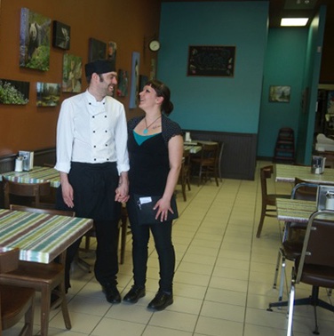 Chris Earle and Crystal Dillabough in their downtown Cranbrook location of The Baker Street Café