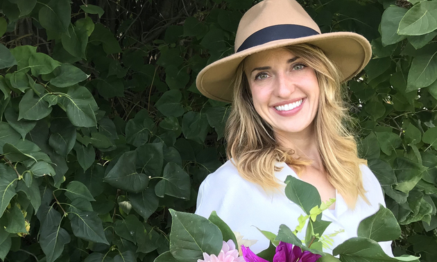 Brittany with flowers in a garden area