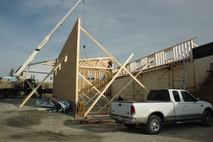 Photo of the new welding bay being constructed