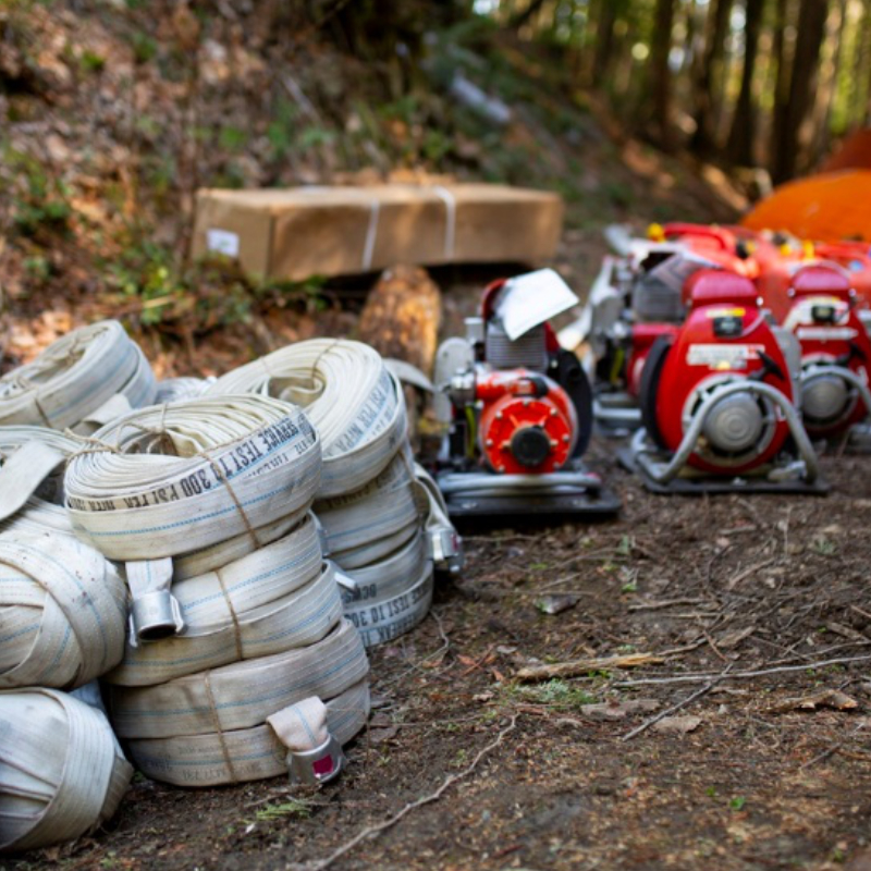 wildfire equipment stacked up