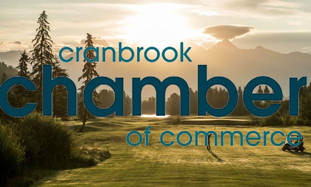 Scenic picture of Cranbrook-area golf course and Cranbrook Chamber of Commerce logo. 