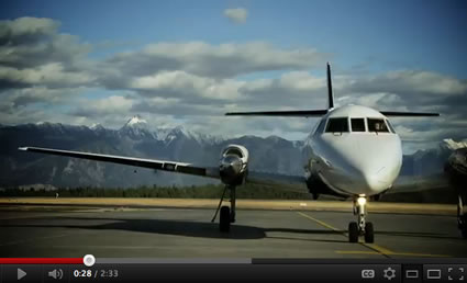 Screen shot of YouTube video promoting the new airport location in Cranbrook, B.C.