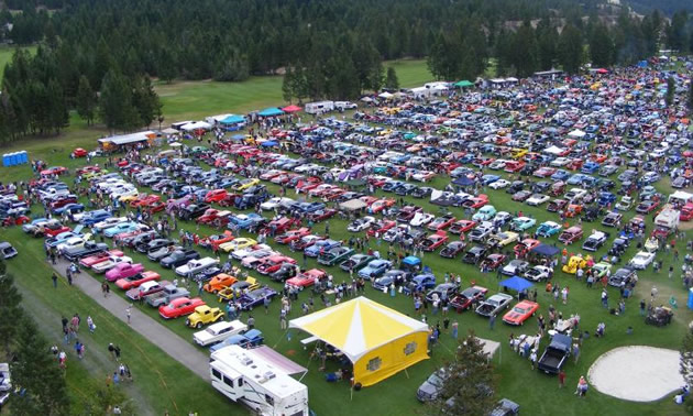 An aerial view of the Columbia Valley Classics Autumn Show & Shine event. 