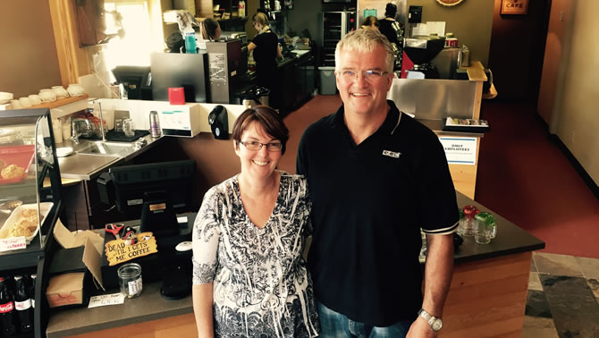 Photo of Brenda and Todd Bannister, owners of the new coffee house in Marysville, Timber Hitch Coffee. 
