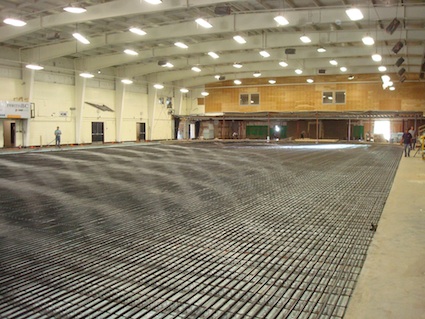 Arena floor rebar.