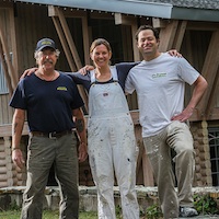 Dan Moberg, Kootenay Insulation Systems Ltd., Jenny Mitchell, White Ladder Painting, and  Darren Hatina,D’s Drywall Inc. in front of a project designed and managed by Chernoff Architect Inc. and Crescent Consulting Ltd. 